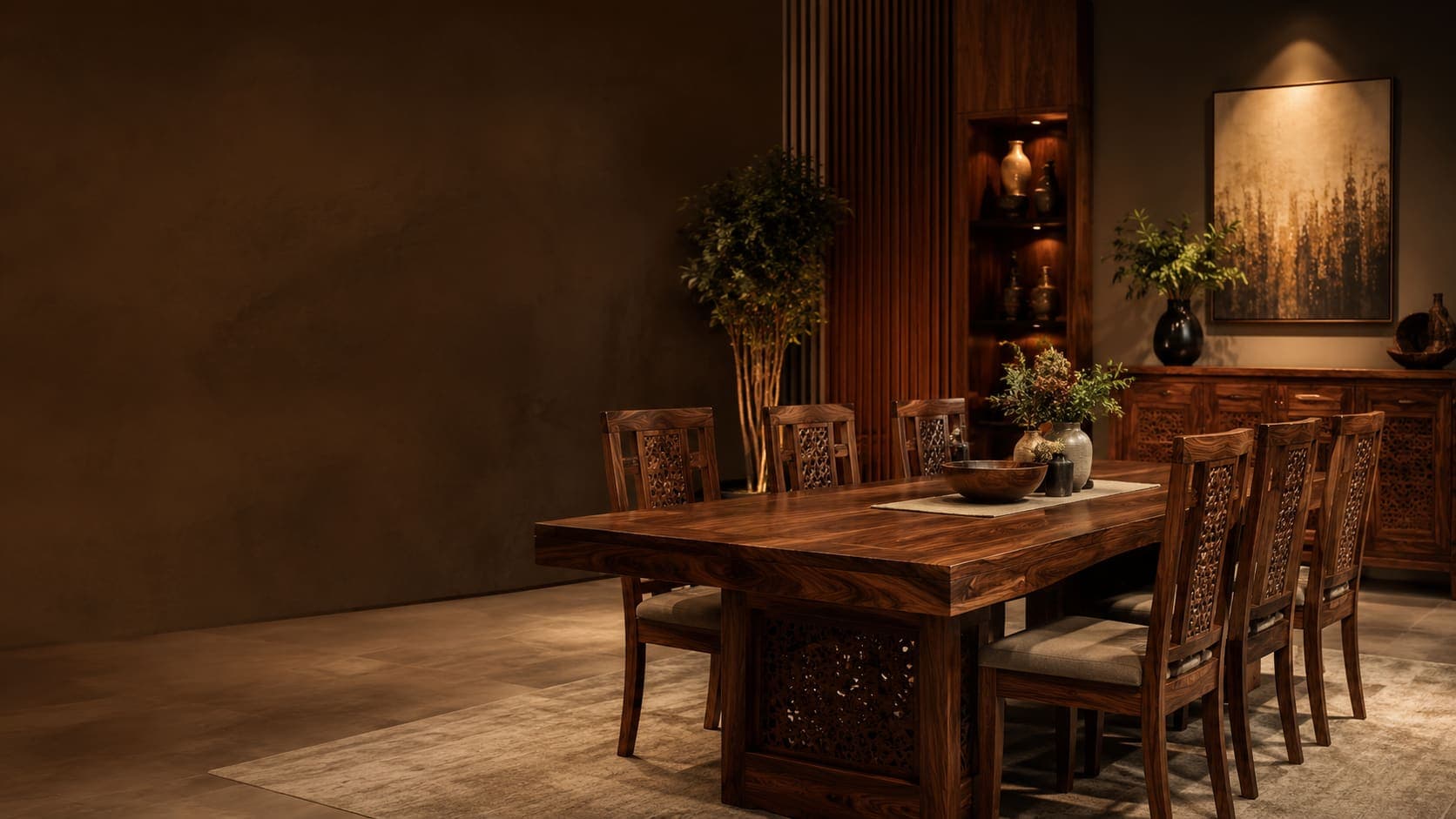 Solid sheesham wood carved dining set delivered in Rawalpindi